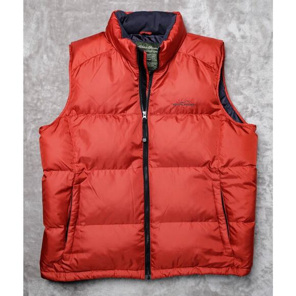 Eddie Bauer Red Puffer Premium Goose Down Full Zip Vest Mens Size XL Hunting - Picture 1 of 14